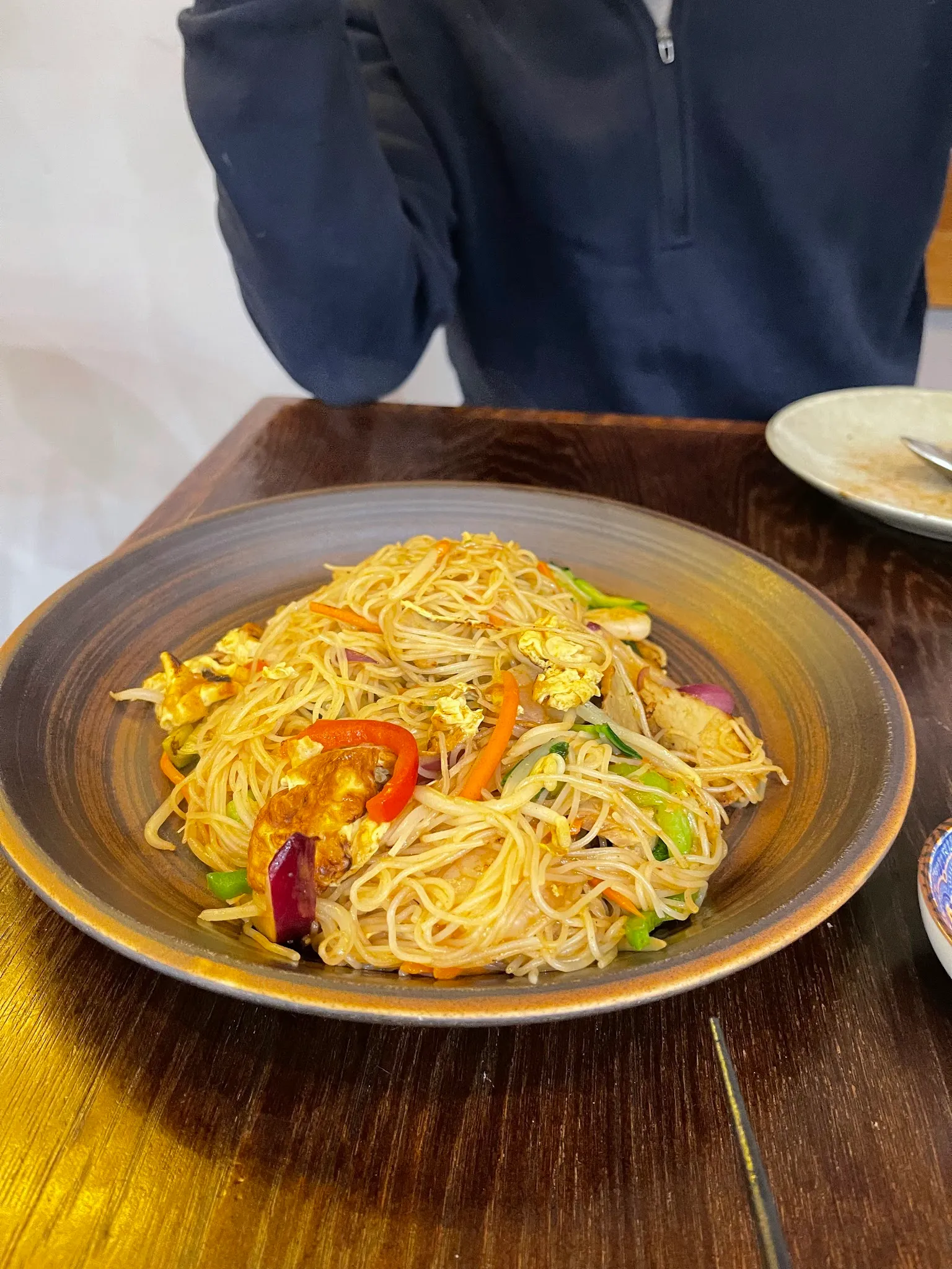 A Japanese dish served at Blue Fin -- noodles or rice with toppings and sides